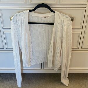 miami White Cable-Knit Button Cardigan